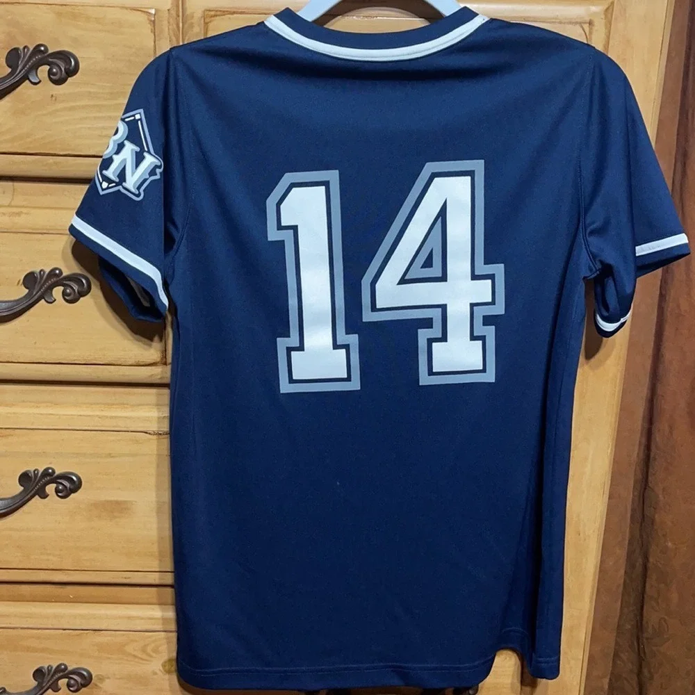 Nike Team Engineered Texas Baseball Jersey Navy Blue‎ V-Neck Shirt XL 14